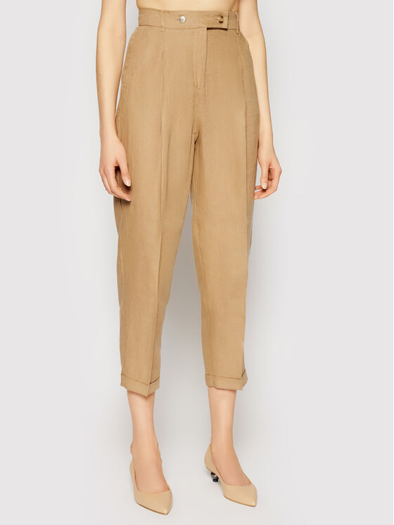 Marella Marella Kalhoty z materiálu Domino 31311512 Hnědá Regular Fit