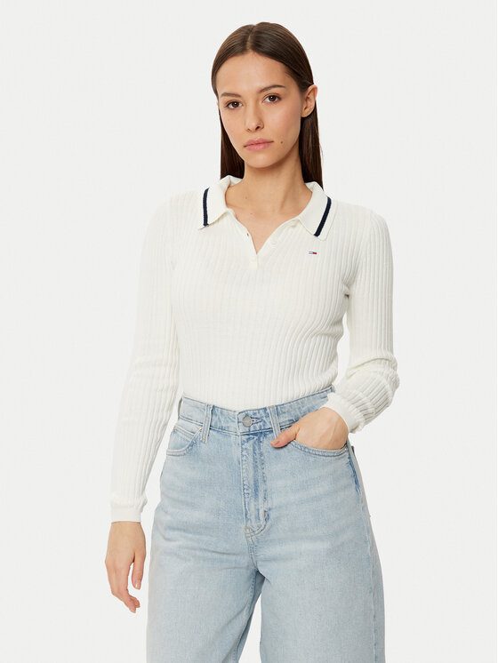 Tommy Jeans Tommy Jeans Džemper DW0DW19887 Écru Slim Fit