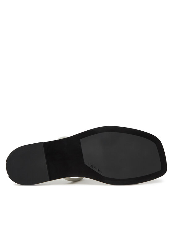 Calvin Klein Calvin Klein Klapki Flat Sandal Squared 2-Bar Lth HW0HW02532 Écru