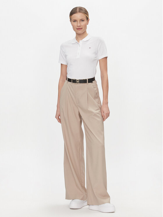 Tommy Hilfiger Tommy Hilfiger Тениска с яка и копчета 1985 WW0WW42047 Бял Slim Fit