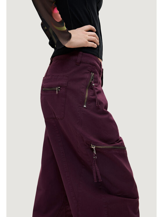 Desigual Desigual Pantaloni chino PANT_ZIPPERS Bordeaux Casual Fit