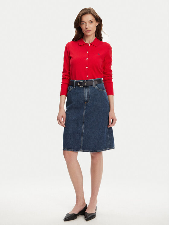 Tommy Hilfiger Tommy Hilfiger Džínsová sukňa WW0WW45666 Tmavomodrá Straight Fit