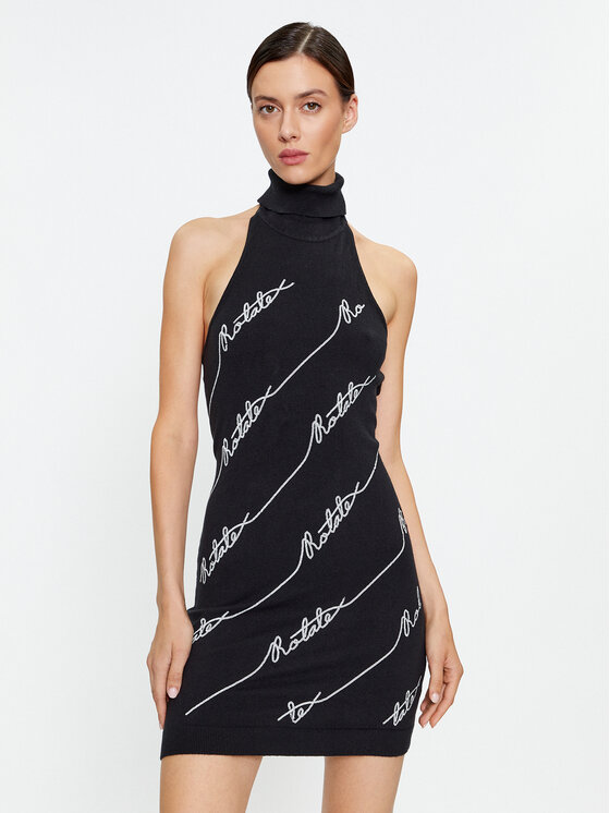 ROTATE ROTATE Φόρεμα υφασμάτινο Sequin Logo 110112100 Μαύρο Slim Fit