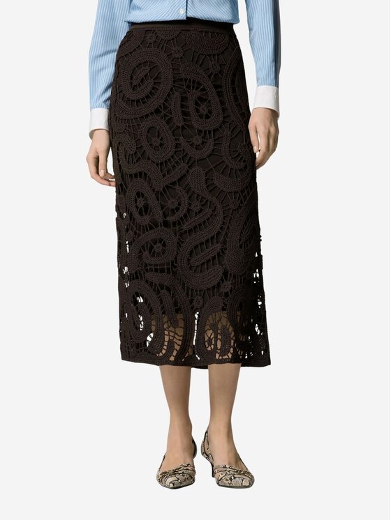 PINKO PINKO Gonna midi MAESTRALE GONNA CROCHET GEOMET Marrone Regular Fit