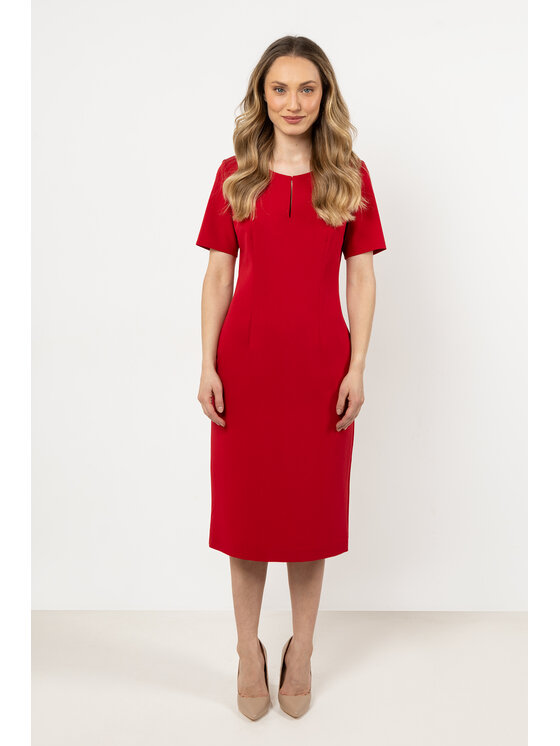 Awama Awama Sukienka koktajlowa A706 Czerwony Basic Fit