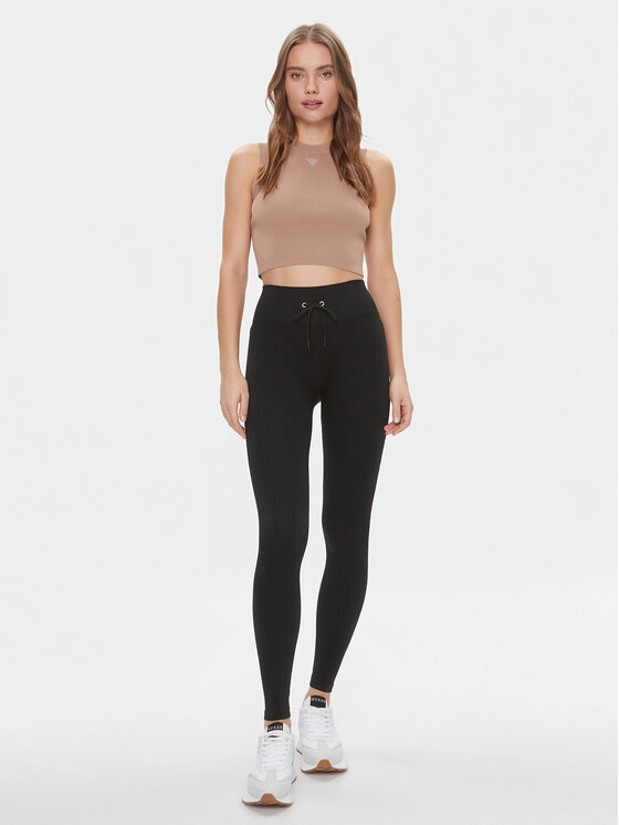 Guess Guess Legginsy Rib-Seamless V4RB00 Z3CC0 Czarny Slim Fit