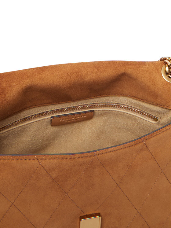 Tory Burch Tory Burch Ročna torba Charlie Quilted Suede Shoulder Bag 183357 Rjava