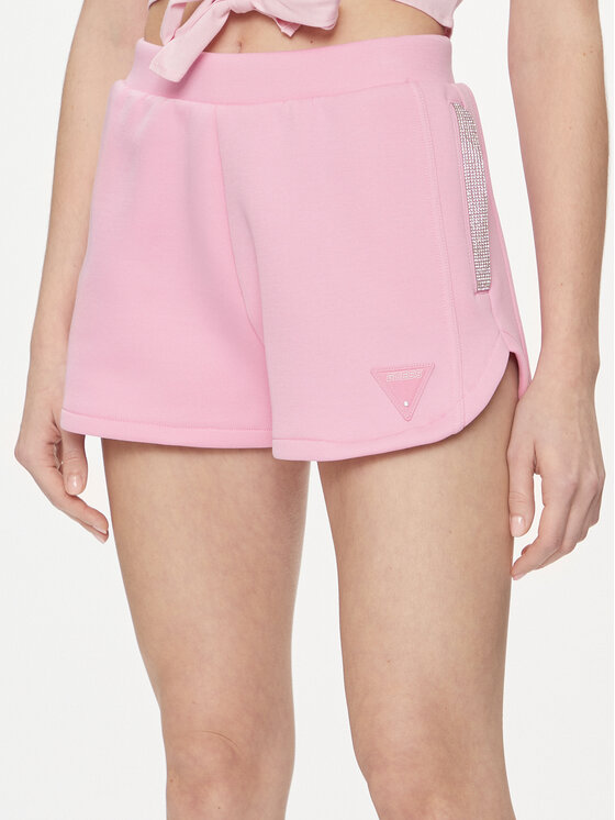 Guess Guess Pantalon scurți din material Kiara V4GD16 FL04P Roz Regular Fit
