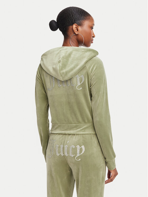 Juicy Couture Juicy Couture Суитшърт Madison  JCWA122001 Тъмнозелен Slim Fit