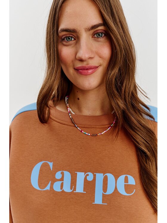 NAOKO NAOKO Mikina Carpe Diem Hnedá Regular Fit