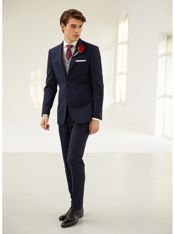 Pako Lorente Pako Lorente Spodnie garniturowe PPLM9-6G-166 Granatowy Slim Fit