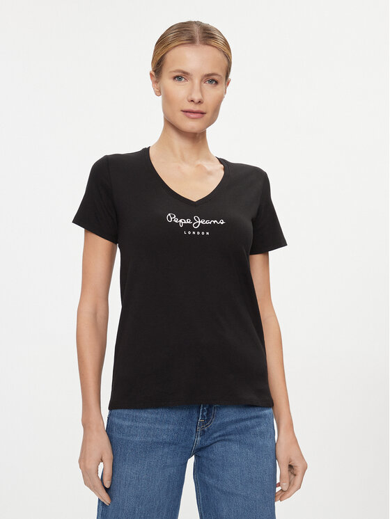 Pepe Jeans Pepe Jeans Marškinėliai Wendy PL505482 Juoda Regular Fit