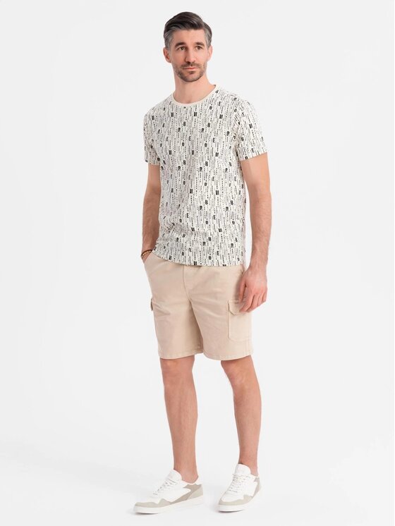 Ombre Ombre Szorty materiałowe OM-SRCG-0190 Beżowy Regular Fit