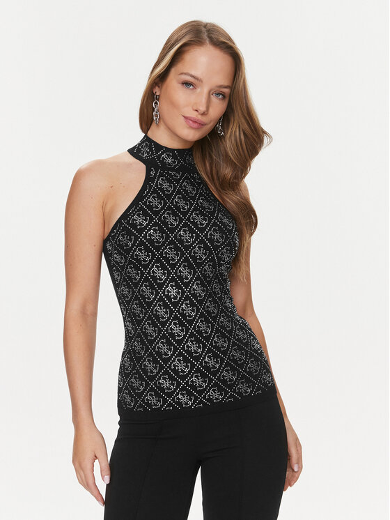 Guess Guess Top Celeste W4RR57 Z2YK2 Schwarz Slim Fit