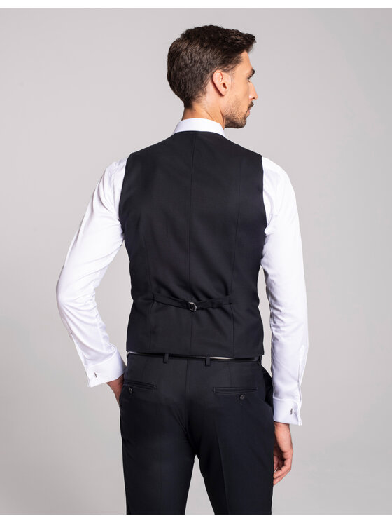 Borgio Borgio Kamizelka rosolini_02 Granatowy Slim Fit