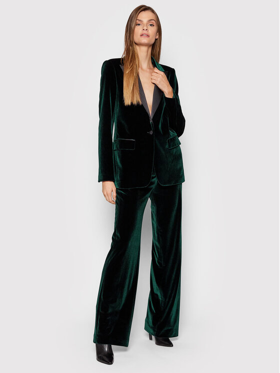 KARL LAGERFELD KARL LAGERFELD Bavlnené nohavice Velvet 216W1003 Zelená Regular Fit