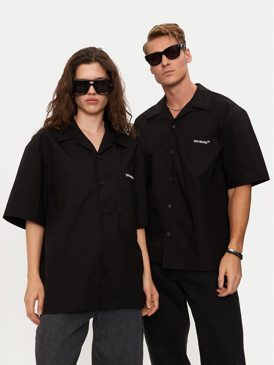 Off-White Off-White Srajca OMUY002S23FAB0011001 Črna Regular Fit