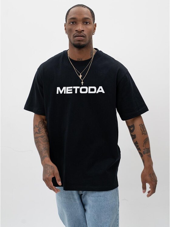 Metoda Sport Metoda Sport T-Shirt Koszulka Z Krótkim Rękawem Oversize Czarna Metoda Sport Name L Czarny Oversize