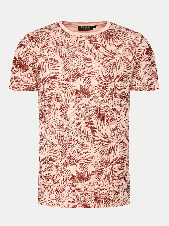 INDICODE INDICODE T-Shirt Palme 40-935 Růžová Regular Fit