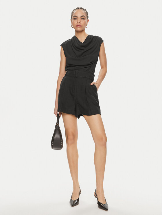 Marella Marella Szorty materiałowe Panama 2413141012 Czarny Regular Fit