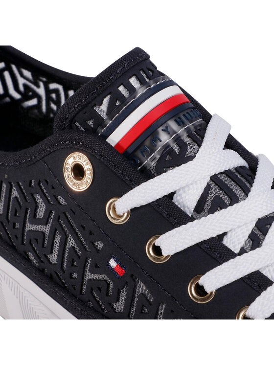 Tommy Hilfiger Sneakersy Monogram Flatform Sneaker FW0FW04698 Granatowy Modivo.pl