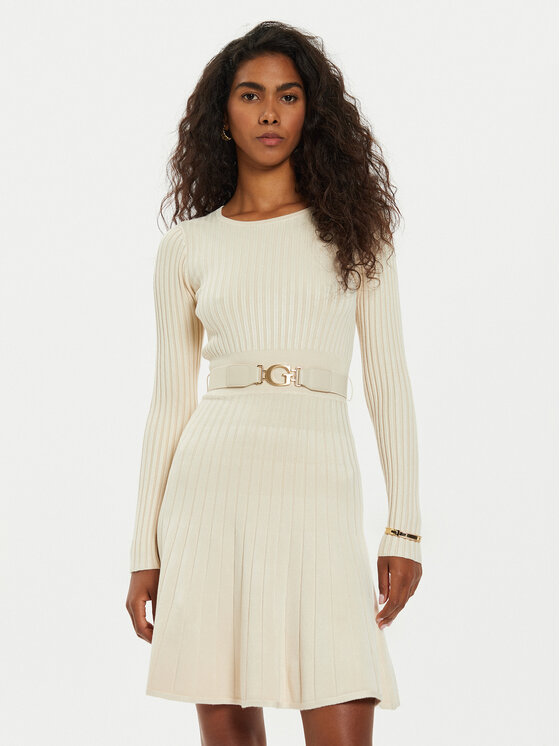 Guess Guess Úpletové šaty W2BK29 Z2YJ2 Écru Regular Fit