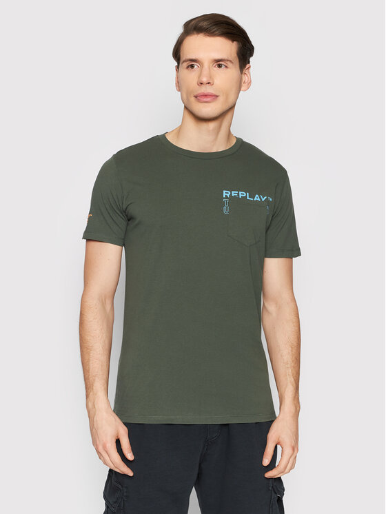 Replay Tricou M6014.000.23062 Verde Regular Fit barbati 2023-09-25