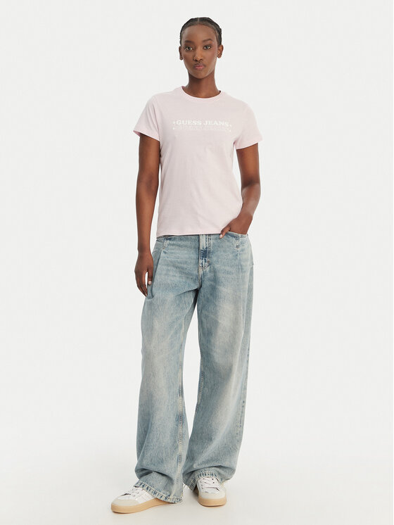 Guess Jeans Guess Jeans Tričko W6GIC5 K8HM0 Ružová Regular Fit