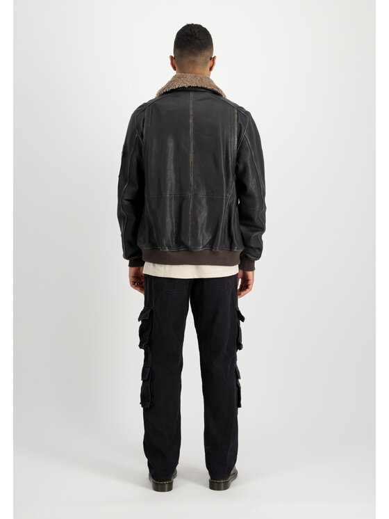 Alpha Industries Alpha Industries Kurtka skórzana B-15 Leather Jacket Brązowy Regular Fit