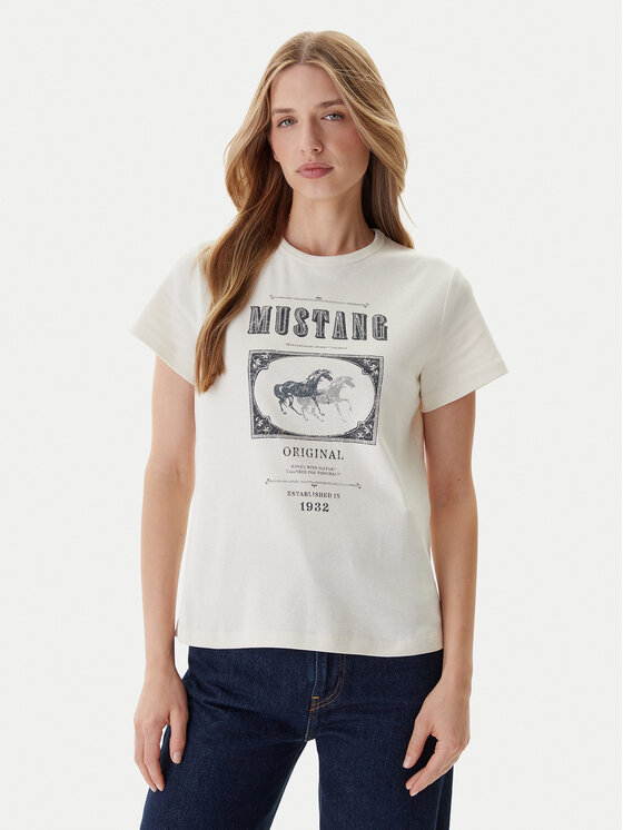 Mustang Mustang Póló Rosewood 1016758 Ekru Regular Fit