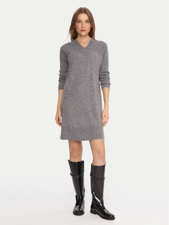 United Colors Of Benetton United Colors Of Benetton Pletena obleka 1044DV02C Siva Relaxed Fit