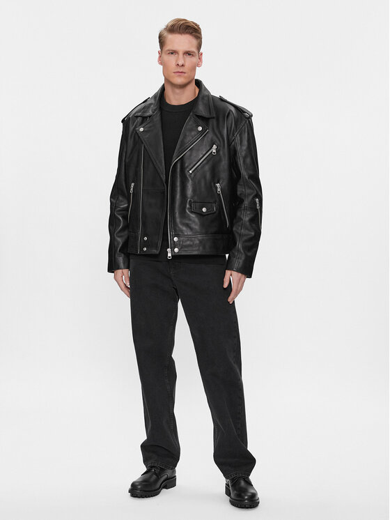 Calvin Klein Jeans Calvin Klein Jeans Шкіряна куртка J30J323398 Чорний Oversize