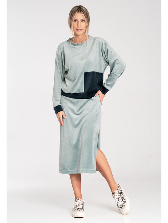 FIGL FIGL Set mikina a sukňa M1036 Zelená Regular Fit