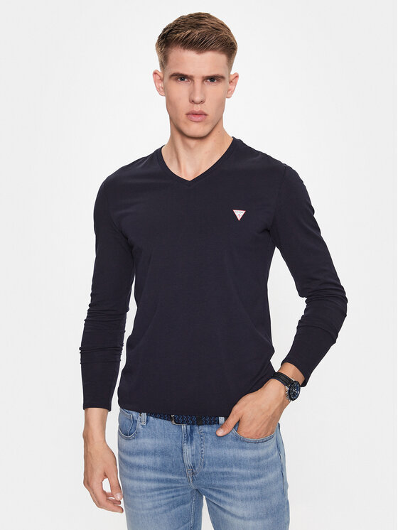 Guess Longsleeve krekls M2YI08 J1314 Tumši zils Slim Fit