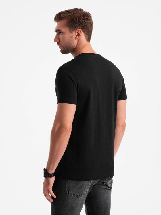 Ombre Ombre T-Shirt OM-TSPT-0200 Czarny Regular Fit
