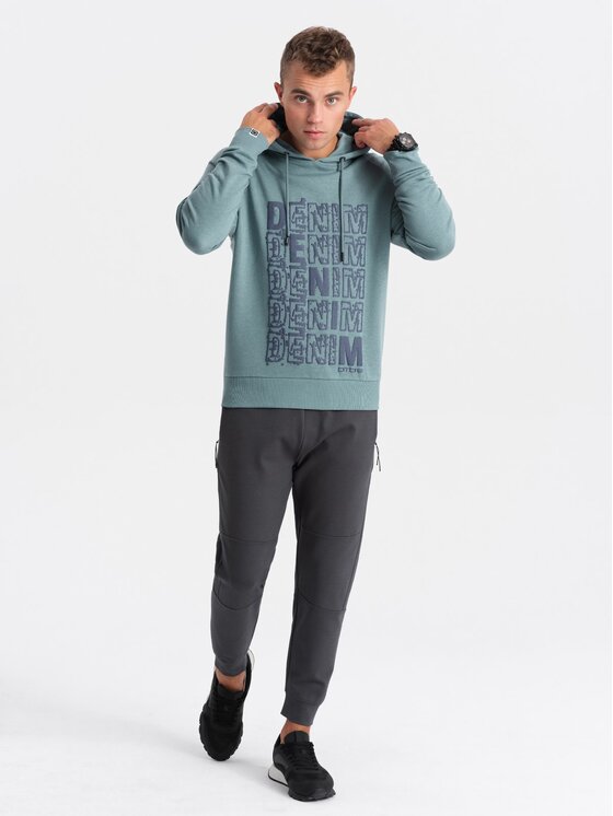 Ombre Ombre Mikina OM-SSPS-0158 Tyrkysová Regular Fit