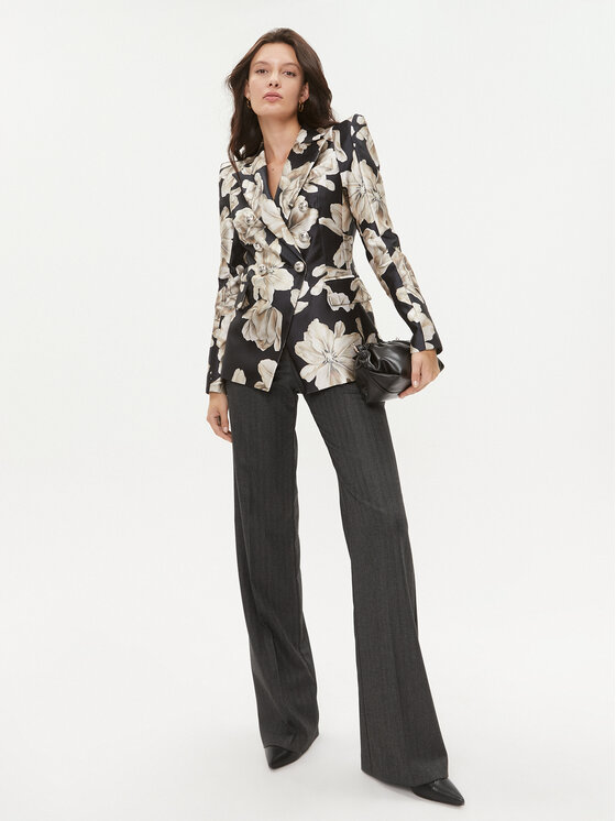 Babylon Babylon Текстилни панталони T_S00535 Сив Wide Leg