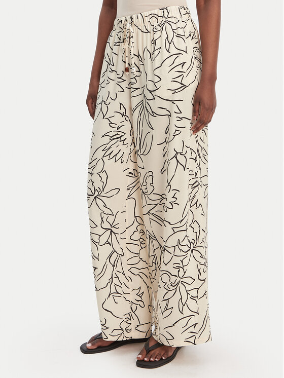 Seafolly Seafolly Bavlnené nohavice Hothouse Flowers 55631-PA Béžová Wide Leg