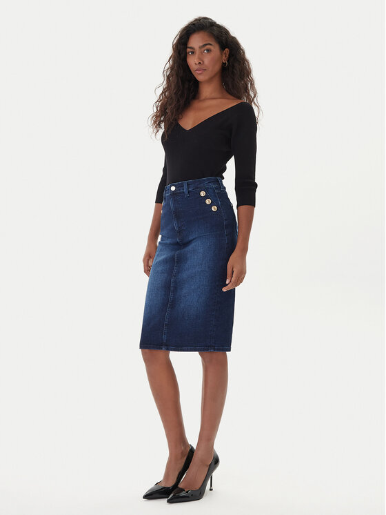 Guess Guess Džínsová sukňa W5BD1T D0791 Modrá Regular Fit