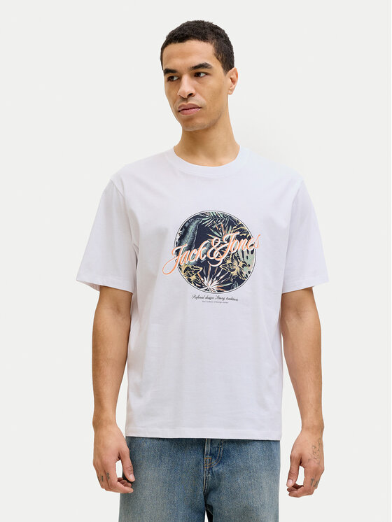 Jack & Jones Tricou Honolulu 12288088 Alb Regular Fit