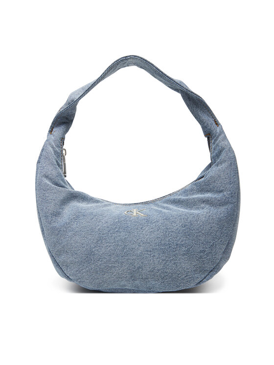 Geantă Calvin Klein Denim Soft Crescent Sm LV04F3207G Albastru