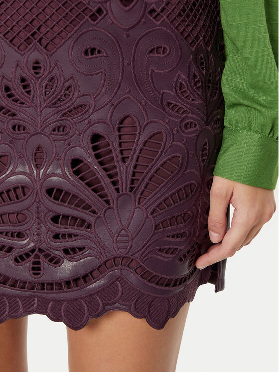 Vila Vila Fustă din imitație de piele Paz 14102686 Violet Slim Fit