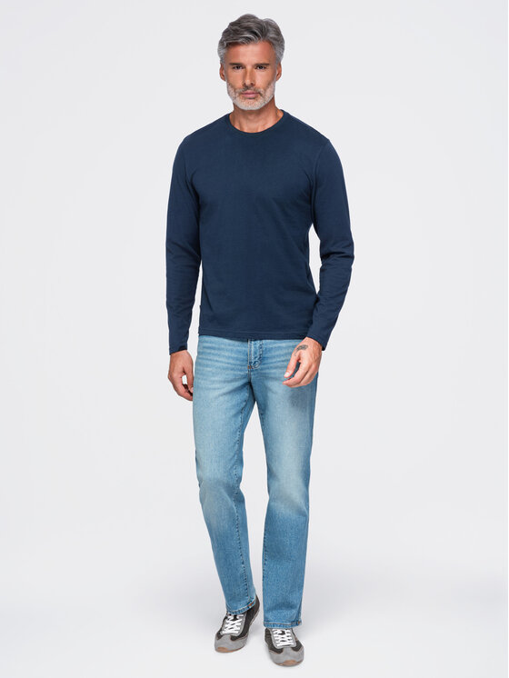 Ombre Ombre Longsleeve OM-LSBL-0142 Granatowy Regular Fit