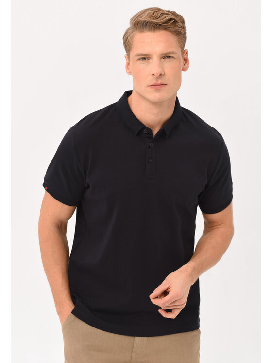 Volcano Volcano Polo O-VOLVI Granatowy Regular Fit