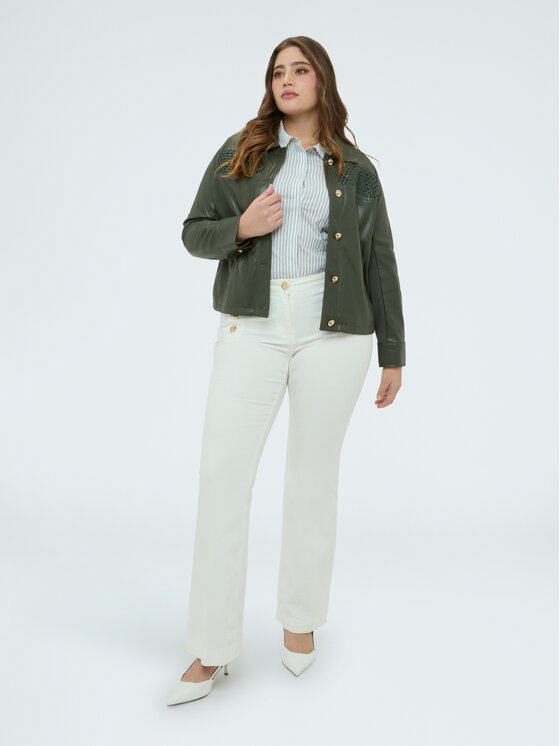 Fiorella Rubino Fiorella Rubino Giacca in similpelle R318T001291N035 Verde Boxy Fit