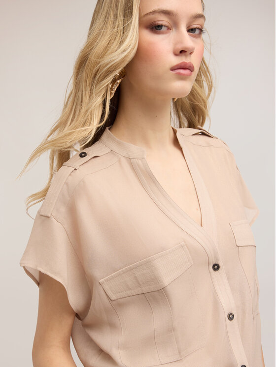 Motivi Motivi Camicia 5223Q001015N002 Crema Boxy Fit