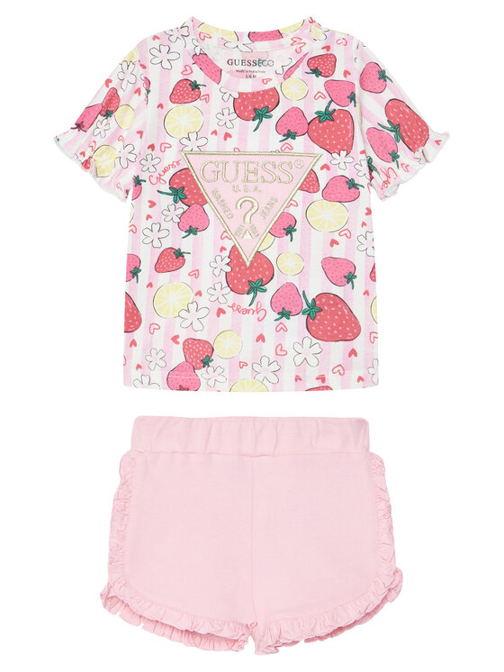 Guess Guess Completo T-shirt e pantaloncini A6GG02 K6YW4 Rosa Regular Fit