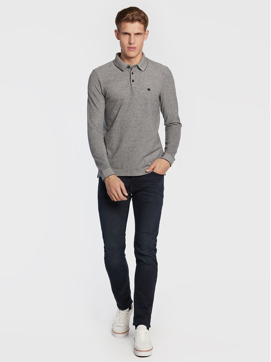 Wrangler Wrangler Polo Pique W7F9KH100 112131817 Szary Regular Fit