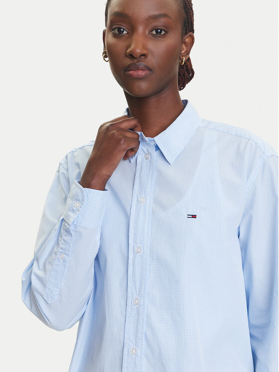 Tommy Jeans Tommy Jeans Srajca Micro Gingham DW0DW20987 Modra Relaxed Fit