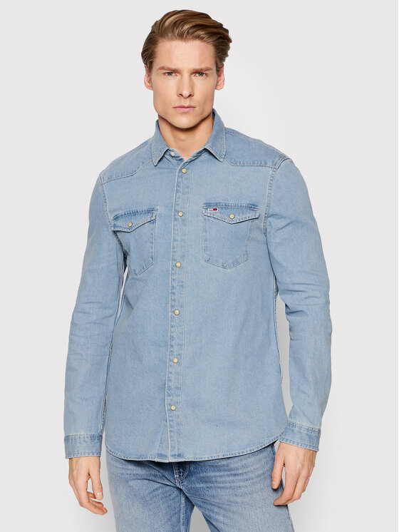 Tommy Jeans camicia di jeans Western DM0DM12313 Blu Regular Fit • Modivo.it